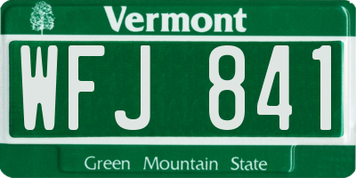 VT license plate WFJ841