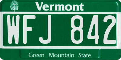 VT license plate WFJ842