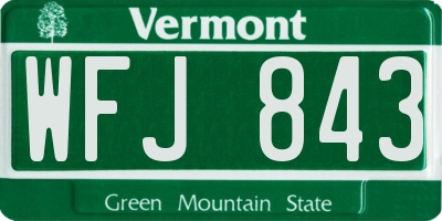 VT license plate WFJ843