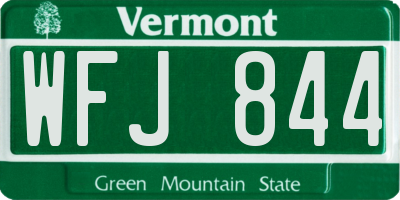 VT license plate WFJ844