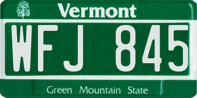 VT license plate WFJ845