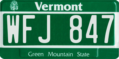 VT license plate WFJ847