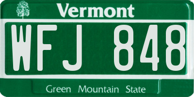 VT license plate WFJ848