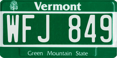 VT license plate WFJ849