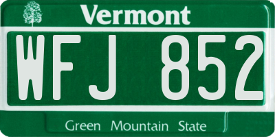 VT license plate WFJ852