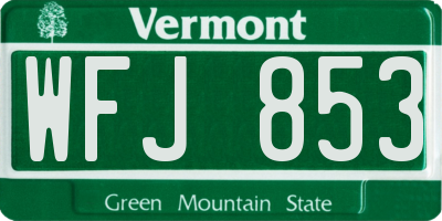 VT license plate WFJ853