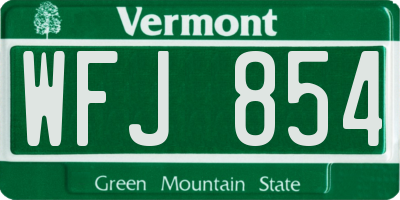 VT license plate WFJ854