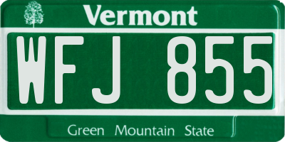 VT license plate WFJ855