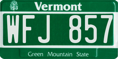 VT license plate WFJ857