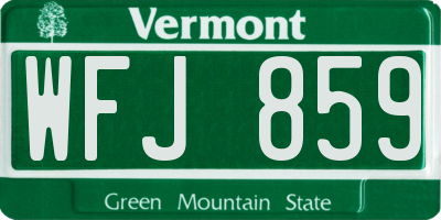 VT license plate WFJ859