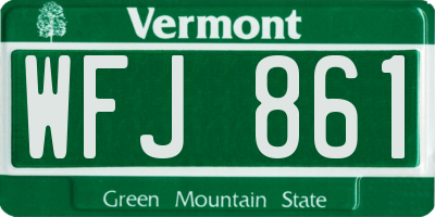 VT license plate WFJ861