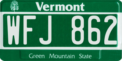 VT license plate WFJ862