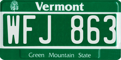 VT license plate WFJ863