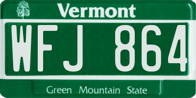 VT license plate WFJ864