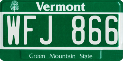 VT license plate WFJ866