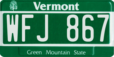 VT license plate WFJ867
