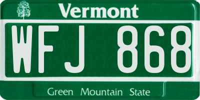 VT license plate WFJ868