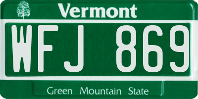 VT license plate WFJ869