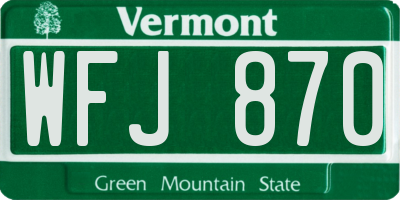 VT license plate WFJ870