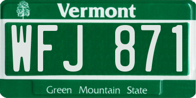 VT license plate WFJ871