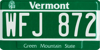 VT license plate WFJ872