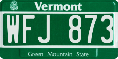 VT license plate WFJ873