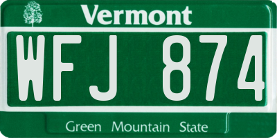 VT license plate WFJ874