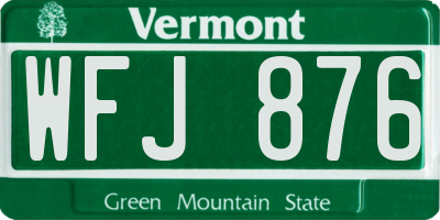 VT license plate WFJ876