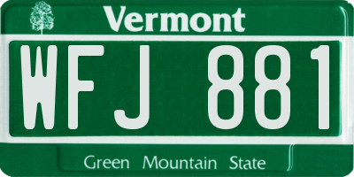 VT license plate WFJ881