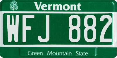 VT license plate WFJ882