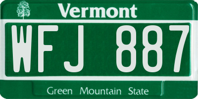 VT license plate WFJ887