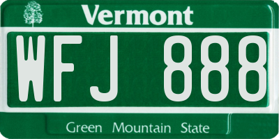 VT license plate WFJ888