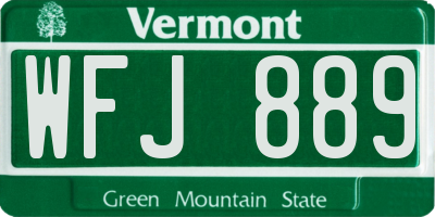 VT license plate WFJ889