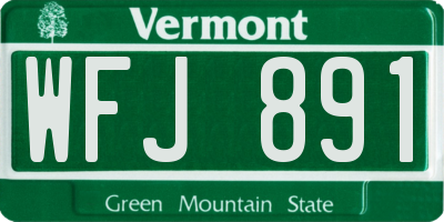 VT license plate WFJ891