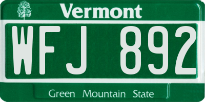 VT license plate WFJ892