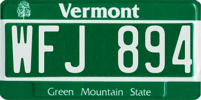 VT license plate WFJ894