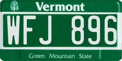 VT license plate WFJ896