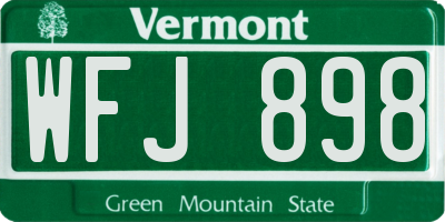 VT license plate WFJ898