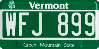 VT license plate WFJ899