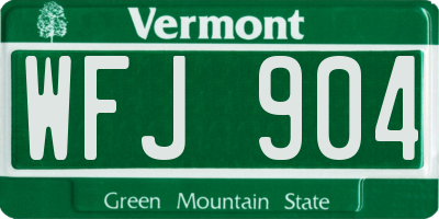 VT license plate WFJ904