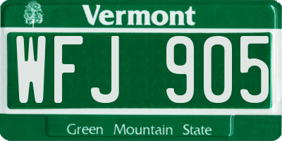 VT license plate WFJ905