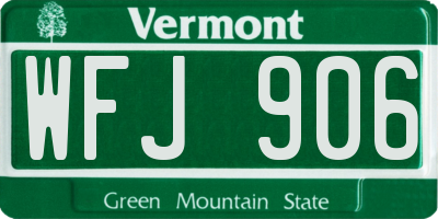 VT license plate WFJ906