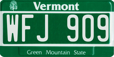 VT license plate WFJ909