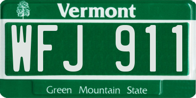 VT license plate WFJ911