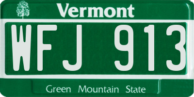 VT license plate WFJ913