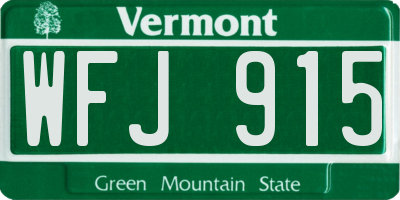 VT license plate WFJ915
