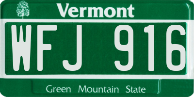 VT license plate WFJ916