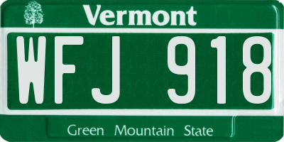 VT license plate WFJ918