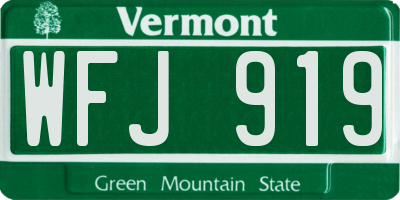 VT license plate WFJ919