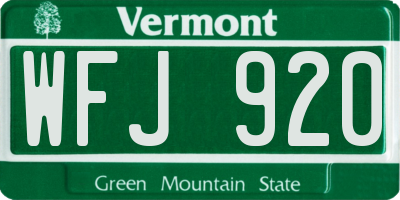 VT license plate WFJ920